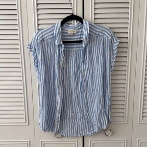 Blue and White Striped Blouse